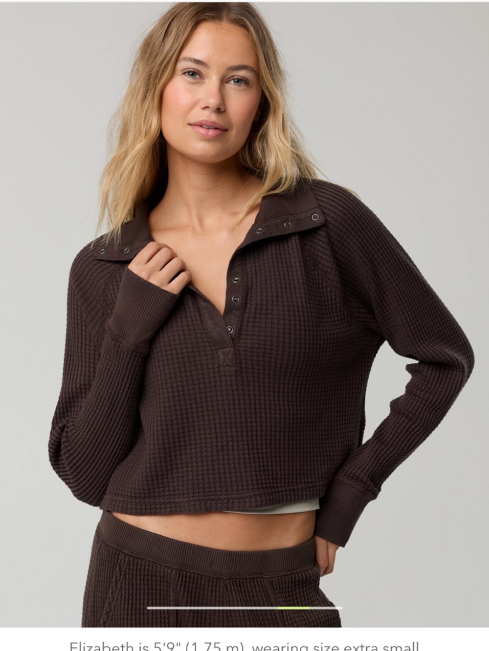 American Eagle Outfitters Deep Earth Waffle Knit Wide Leg Lounge Set